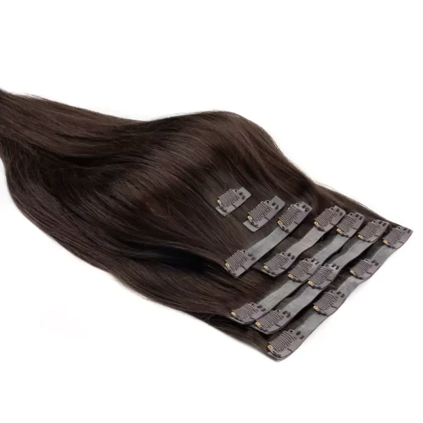 Cascata Hair Extensions - Cappuccino Full Set - Image of brunette hair extensions against a white background