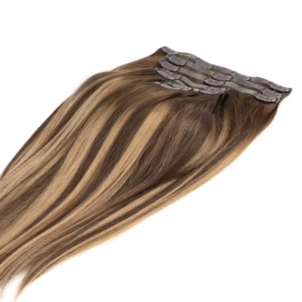 Cascata Hair Extensions - Cinnamon Brunette Full Set - Image of brunette hair extensions against a white background