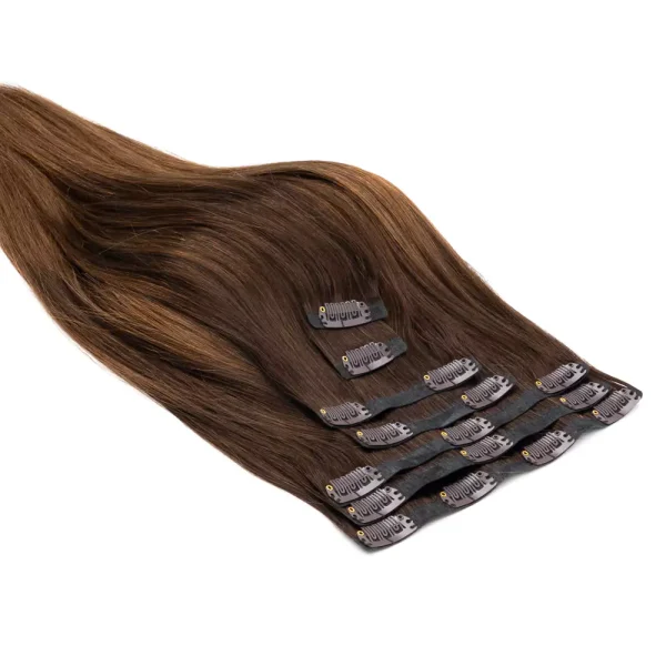 Cascata Hair Extensions - Cookie Crumble Full Set - Image of brunette hair extensions against a white background