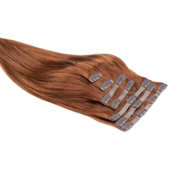 Cascata Hair Extensions - Copper Rose Full Set - Image of red hair extensions against a white background