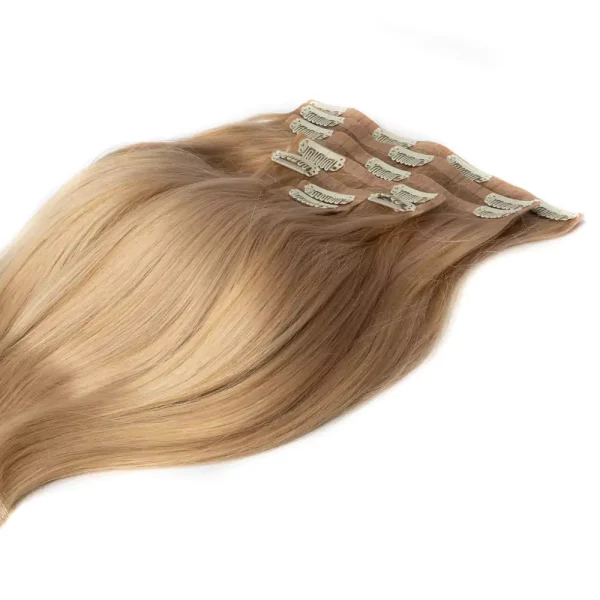 Cascata Hair Extensions - Custard Blonde Full Set - Image of blonde hair extensions against a white background