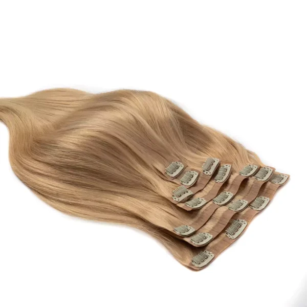 Cascata Hair Extensions - Custard Blonde Full Set - Image of blonde hair extensions against a white background