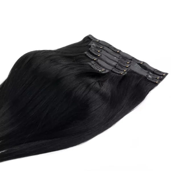 Cascata Hair Extensions - Ebony Full Set - Image of dark hair extensions against a white background