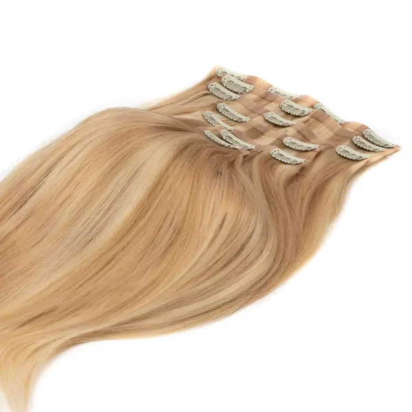 Cascata Hair Extensions - Ice Blonde Brownie Full Set - Image of blonde hair extensions against a white background