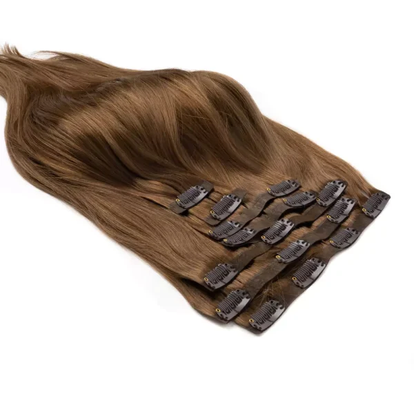 Cascata Hair Extensions - Toffee Brunette Full Set - Image of brunette hair extensions against a white background